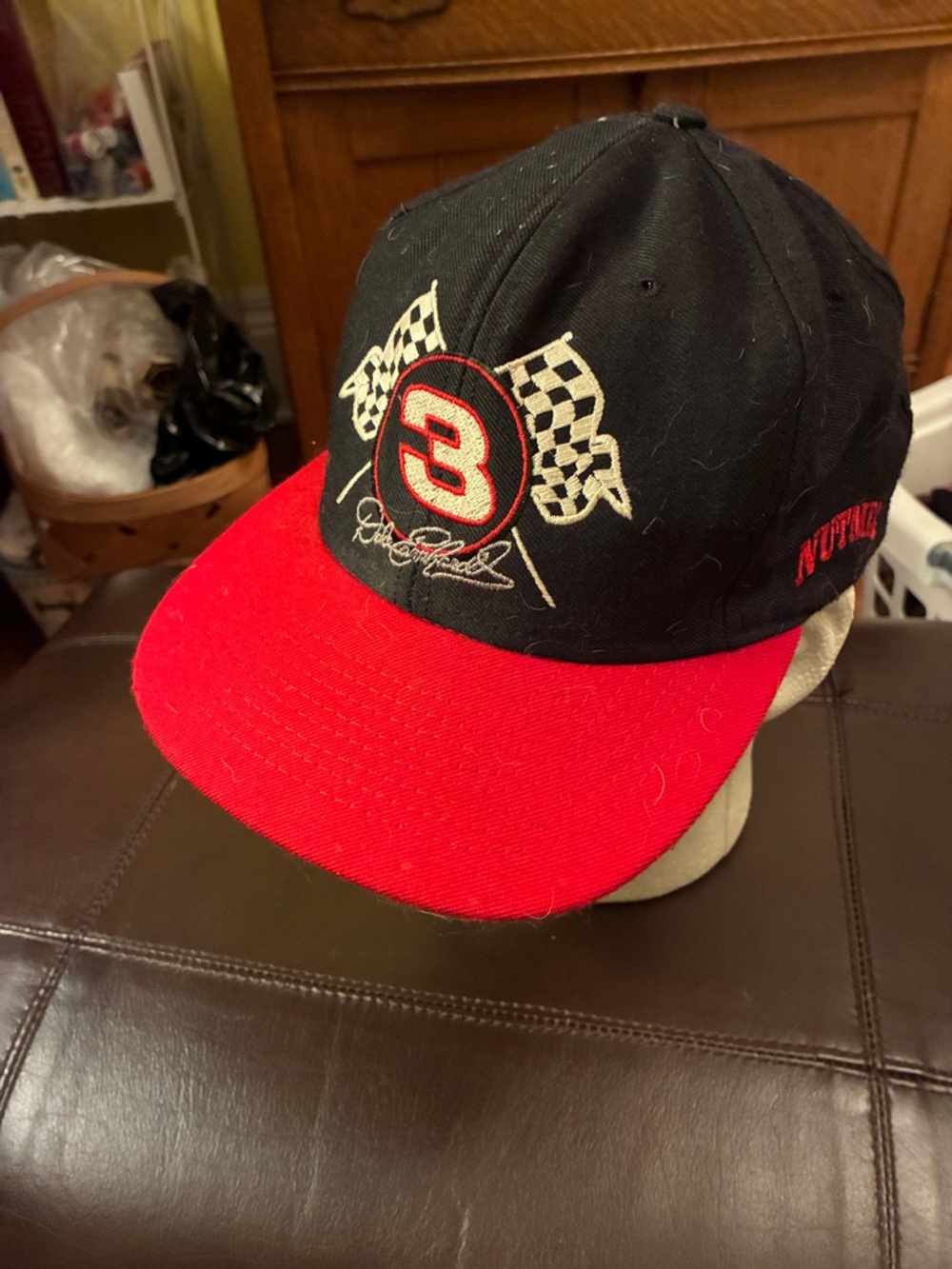 Men's Black and Red Racing Number 3 Baseball Cap